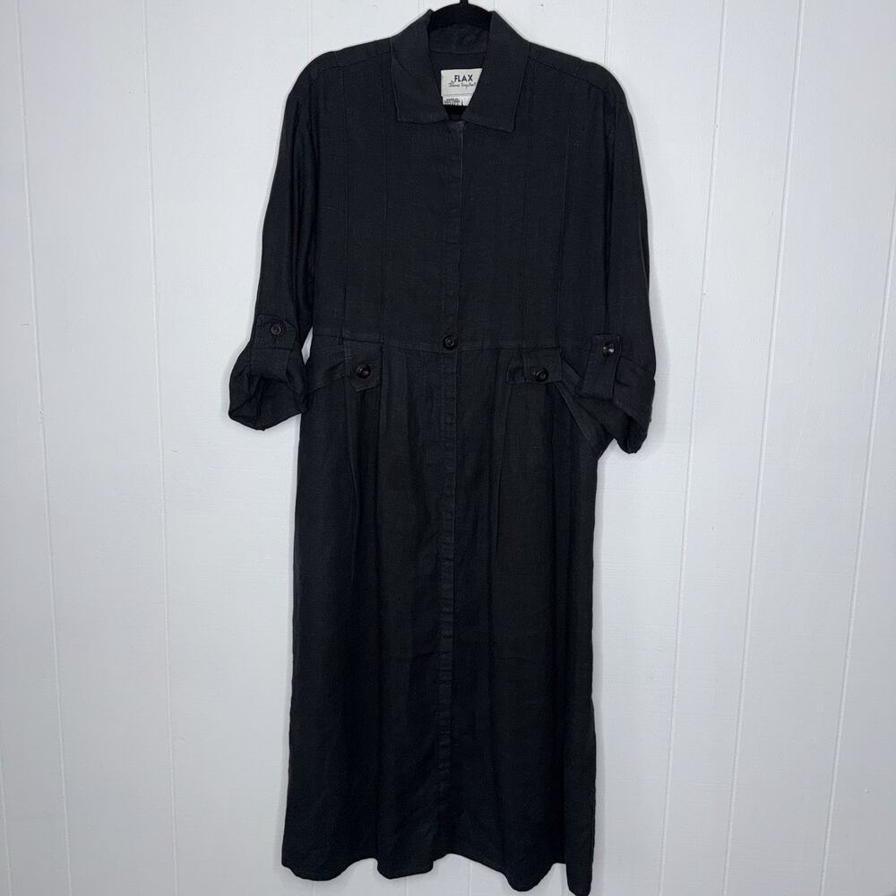 Flax Black Maxi Shirt Dress